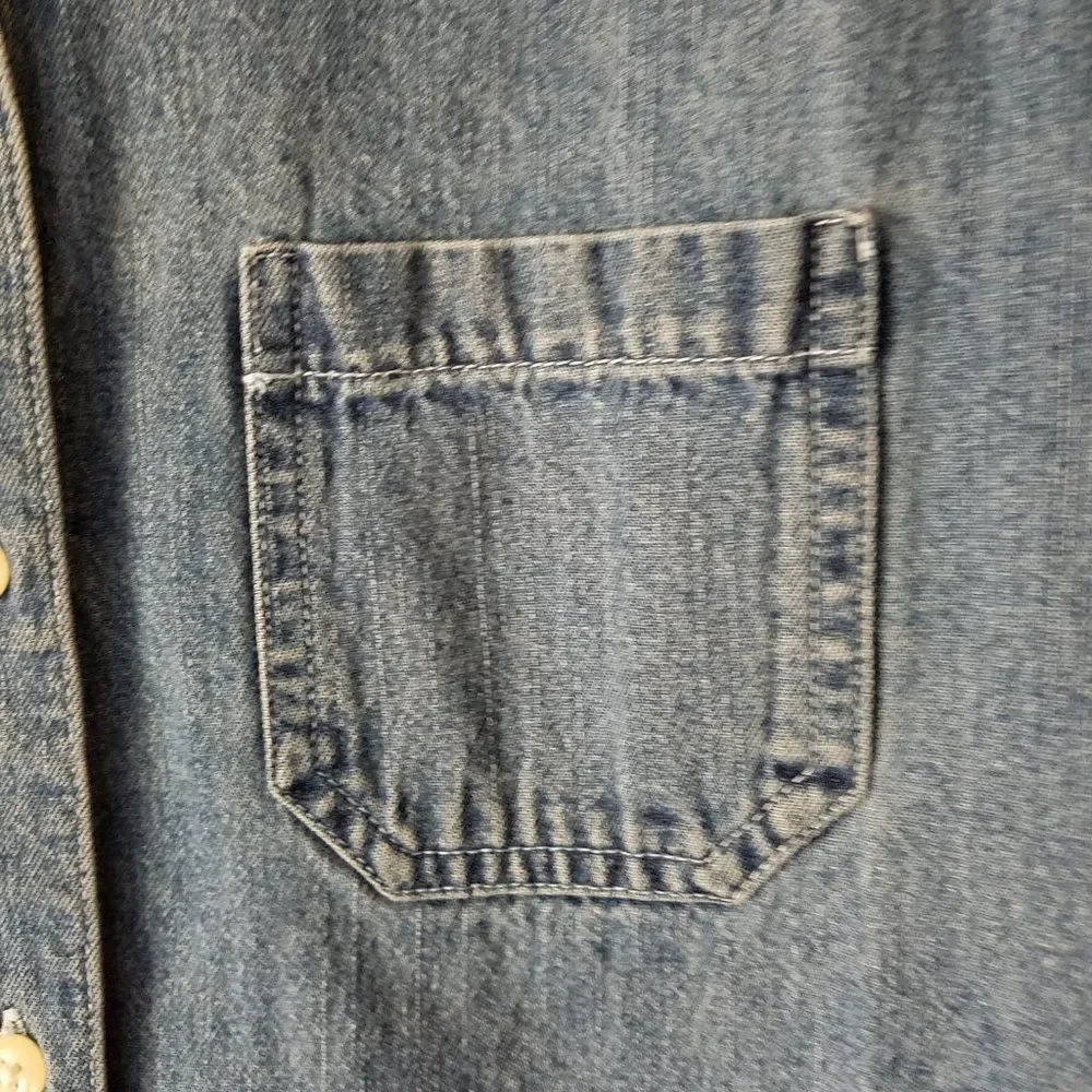 Old Navy Vintage Unisex Girl's Long Sleeve Denim Button-Down Shirt Size XS (4/5)